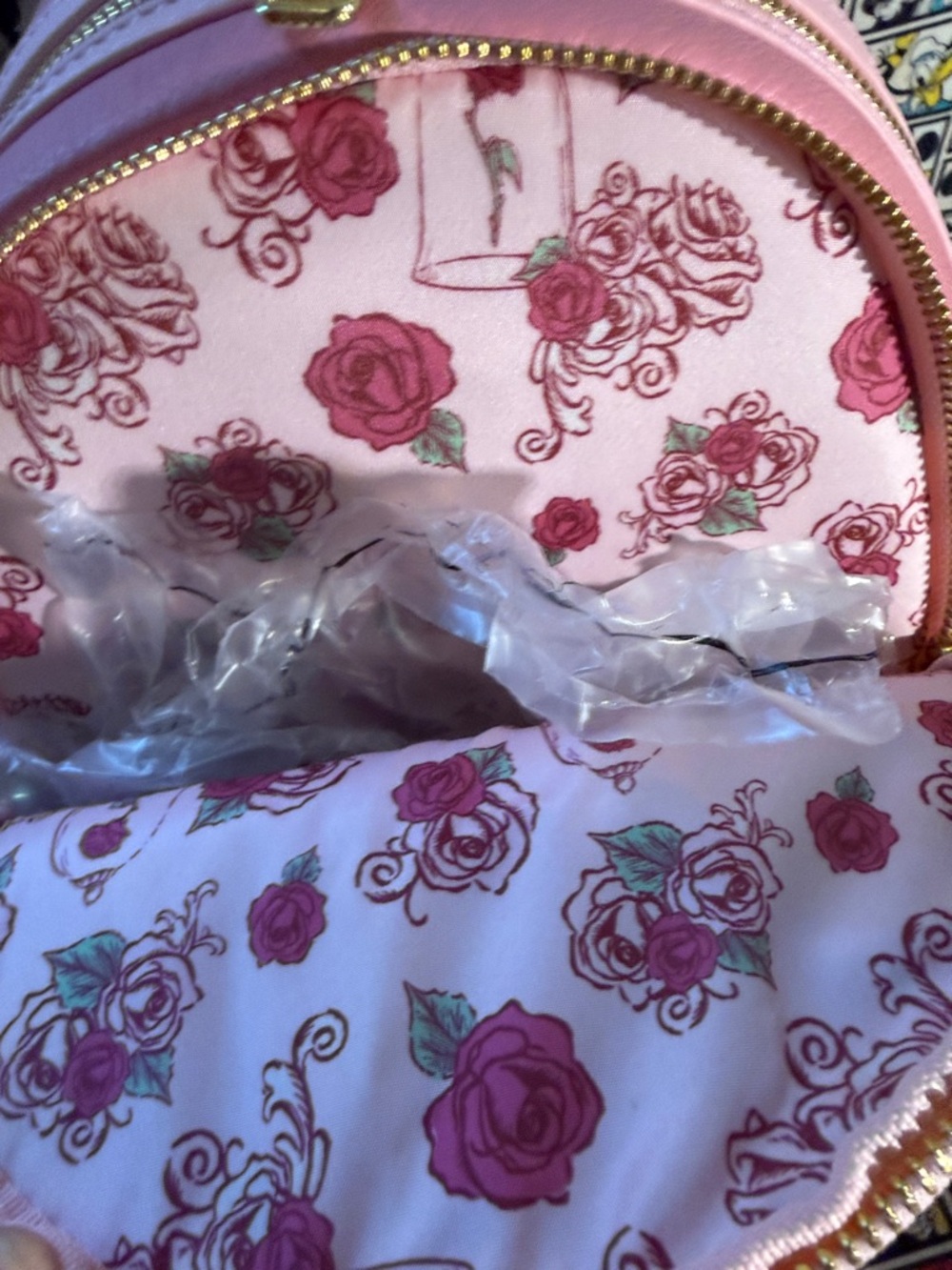 Loungefly Disney Princess Beauty and the Beast Pink 3D Roses Mini Backpack 2025 - Picture 5 of 12